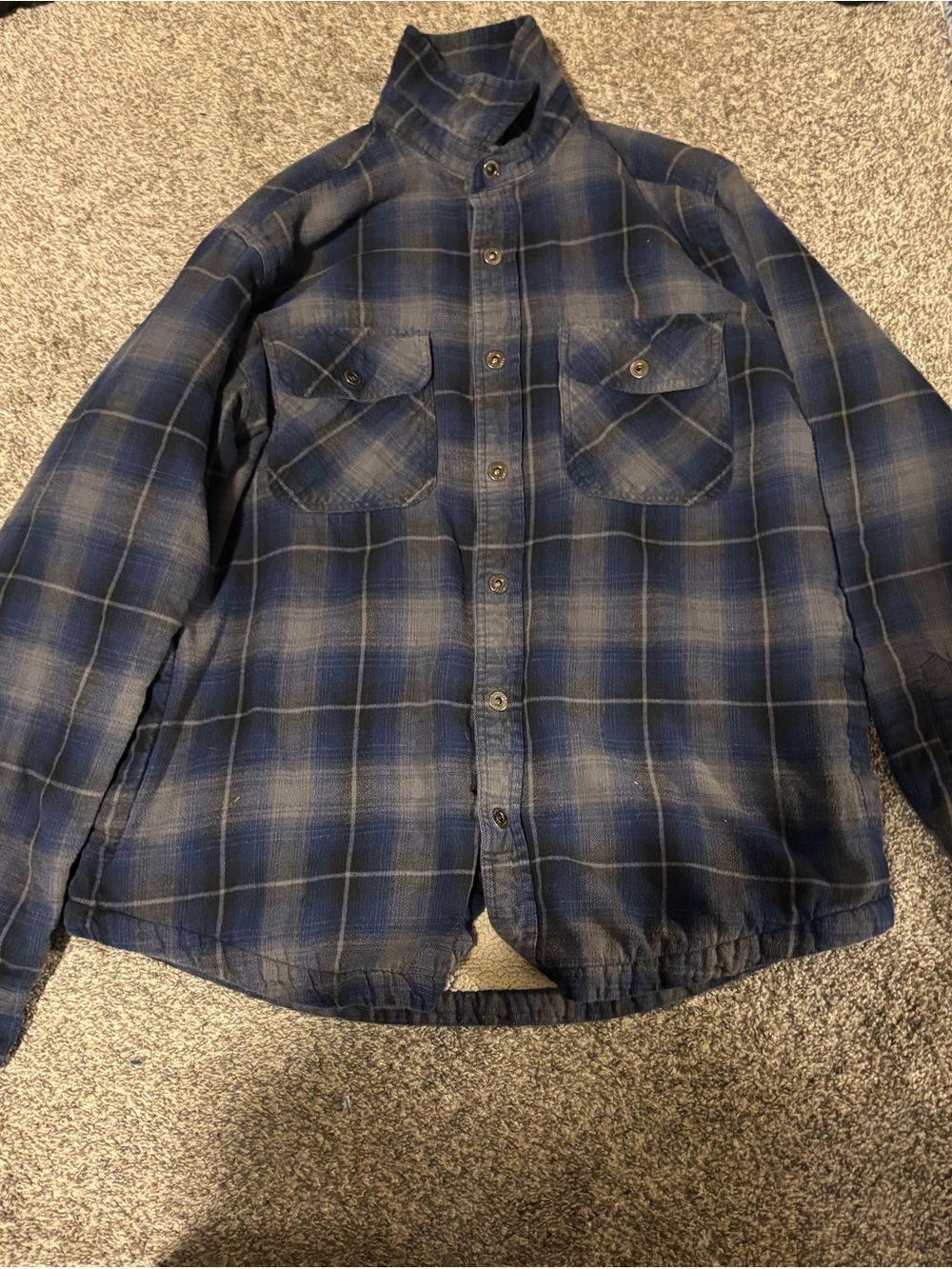 Men's Blue Plaid Button-Up Jacket
